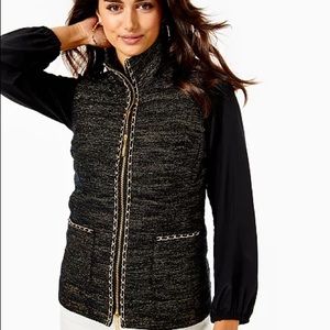 Lilly Pulitzer Noella Vest in Onyx NWT gold chain and thread detailing size S